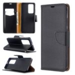 Litchi Skin Wallet Leather Stand Case for Huawei P40 Pro – Black