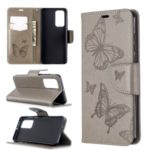Imprint Butterfly Wallet Leather Stand Case for Huawei P40 – Grey
