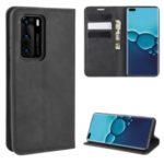 Silky Touch Auto-absorbed Flip Leather Wallet Shell Cover for Huawei P40 – Black