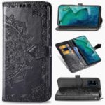 Embossed Mandala Flower Wallet Leather Protective Cover with Stand for Huawei Honor View 30/View 30 Pro/V30/V30 Pro – Black