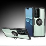 Finger Ring Kickstand TPU + PC + Metal Hybrid Case [Built-in Magnetic Metal Sheet] for Huawei P40 Pro – Black