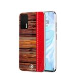 PINWUYO Pin Dun Series Wood Grain Hard PC Phone Cover for Huawei P40 – Red