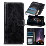 Crazy Horse Wallet Leather Flip Protector Cell Phone Cover for Huawei P40 Pro – Black