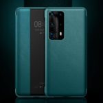 Smart View Window PU Leather + PC Cell Phone Case for Huawei P40 – Green