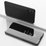 View Window Plated Mirror Surface Leather Stand Case for Huawei Enjoy 10e – Black