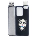 For Huawei P40 3D Animal Doll Silicone Decor TPU Mobile Phone Cover – Panda with Blue Bowknot
