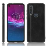 PU Leather Coated PC + TPU Hybrid Cover for Motorola One Action – Black