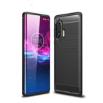 Brushed TPU Carbon Fiber Texture Phone Cover for Motorola Edge Plus – Black