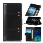 Rivet Decor Crazy Horse Leather Wallet Phone Shell Covering for Motorola Moto G Stylus – Black