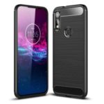 Carbon Fibre Brushed TPU Case for Motorola Moto E7 – Black