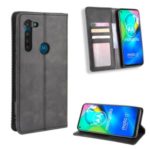 Vintage Style Magnetic Leather Wallet Phone Case for Motorola Moto G8 Power – Black