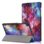 Pattern Printing Tri-fold Stand Leather Smart Case for Lenovo Tab M10 FHD Plus X606F – Galaxy Pattern