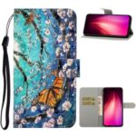 Pattern Printing Light Spot Decor Leather Wallet Phone Shell for Xiaomi Redmi Note 8 – Flower and Butterfly