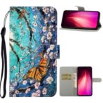 Pattern Printing Light Spot Decor Leather Wallet Mobile Cover for Xiaomi Redmi Note 8 Pro – Yellow Butterfly and Flower