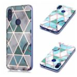 Marble Pattern Rose Gold Electroplating IMD TPU Case for Xiaomi Redmi Note 7 / Note 7 Pro (India) / Note 7S – White / Cyan