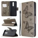 Imprint Butterflies Wallet Stand Flip Leather Case for Xiaomi Redmi K30 – Grey