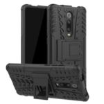 Tyre Pattern PC +TPU Hybrid Back Case with Kickstand for Xiaomi Redmi K30/K30 5G – Black