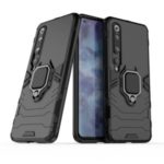 Cool Guard Ring Holder Kickstand PC TPU Hybrid Case Cell Phone Cover for Xiaomi Mi 10 Pro – Black