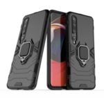 Cool Guard Ring Holder Kickstand PC TPU Hybrid Case Protective Shell for Xiaomi Mi 10 – Black
