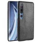 Crocodile Skin PU Leather Coated Hard PC Case Shell for Xiaomi Mi 10 (5G) / Mi 10 Pro (5G) – Black
