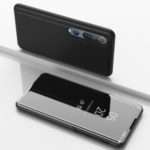 View Window Plated Mirror Surface Leather Stand Shell for Xiaomi Mi 10 / Mi 10 Pro – Black