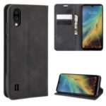 Silky Touch Auto-absorbed Leather Wallet Mobile Casing for ZTE Blade A5 2020 – Black