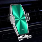 USAMS US-CD134 Metal Induction 15W Auto Retractable Clip Wireless Charging Car Bracket (Air Outlet Version) – Green/Silver