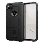 Rugged Shield Square Grid Texture TPU Shock-proof Phone Cover for Google Pixel 4A – Black