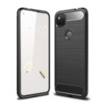 Carbon Fiber Brushed TPU Soft Phone Casing Cover for Goolge Pixel 4A – Black