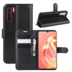 Litchi Texture Wallet Stand Leather Cell Phone Cover for OPPO A91 – Black