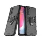 With Ring Holder Kickstand PC+TPU Cover for Oppo Reno3 – Black