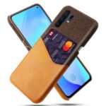 KSQ Cloth PU Leather Coated PC Back Case with Card Slot for vivo X30 Pro – Brown