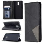 Geometric Pattern Auto-absorbed Leather Card Holder Case for Nokia 2.3 – Black