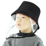 PULUZ PU471 Children Bucket Hat Protection Plaid Fisherman Cap with Removable Protective Face Shield Clear Visor Anti Virus Anti Splash Face Mask – Black