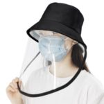 PULUZ PU464 Bucket Hat Protection Plaid Fisherman Cap with Removable Protective Face Shield Clear Visor Reusable Anti Virus Anti Splash Face Mask – Black