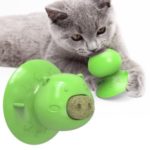 Cat Lick Toy with Suction Cup Pet Teeth Cleaning Chew Toy with 2pcs Catnip Treats – Green