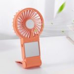 Multifunctional Handheld Mini Fan with Colorful Light Mirror Phone Holder – Orange