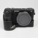 Genuine Leather Camera Protection Base Protection Semi-Case for Sony A6600 – Black