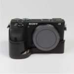 PU Leather Camera Protection Base Protection Semi-Case for Sony A6600 – Black