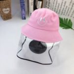 Anti Droplet Spittle Dust-proof Full Face Cover Mask Bucket Caps Hats Fisherman’s Hat for Children – Pink