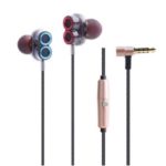MW-508 L Shape 3.5mm Double Moving Coil Wired Control Bass Gaming Earphone – Gold