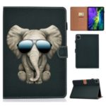 Pattern Printing Card Slots Flip Leather Phone Shell for iPad Pro 11-inch (2020) – Elephant with Glasses