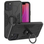 Shock-proof Metal+Plastic+TPU Phone Case with Kickstand for iPhone 11 Pro 5.8-inch – Black