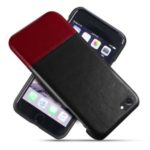 KSQ Dual-color Splicing PU Leather Coated PC Back Case for iPhone SE 2 – Black/Wine Red