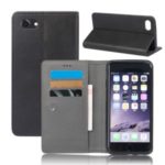 KSQ Sucker Closure Crazy Horse Leather Wallet Case for iPhone SE 2 – Black