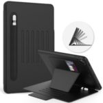 Creative Magnetic Multi-angle Stand Card Holder Leather Tablet Shell with Stylus Slot for iPad 9.7-inch (2018)/(2017) – Black