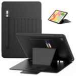 Creative Magnetic Multi-angle Stand Card Holder Leather Tablet Case with Stylus Slot for iPad 10.2 (2019) – Black
