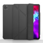 For iPad Pro 11-inch (2020) Tri-fold Stand Leather Protective Tablet Cover Case with Pen Slot – Black