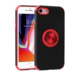 Finger Ring Kickstand TPU + PC Hybrid Cover Shell for iPhone SE (2nd Generation)/7/8 4.7 inch – Black / Red