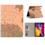 Map Pattern Auto Wake/Sleep Leather Wallet Tablet Shell for iPad Pro 12.9-inch (2020)/(2018) – Brown